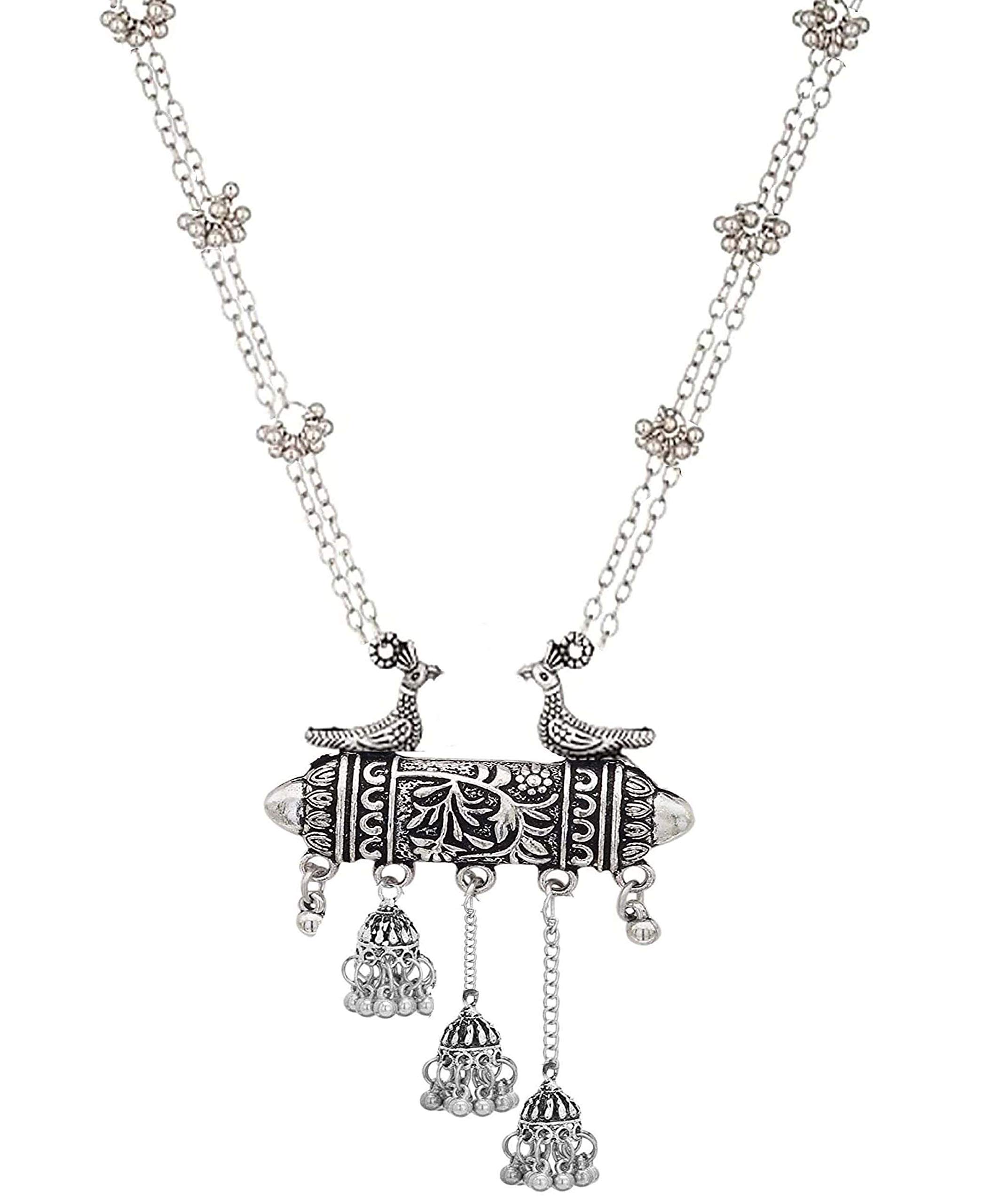 Total Fashion German Oxidized Silver Base Metal Jewellery Stylish Antique Afghani Long Pendent Chain Necklace for Women (B08JKGC71M) Amazon Price History, Amazon Price Tracker