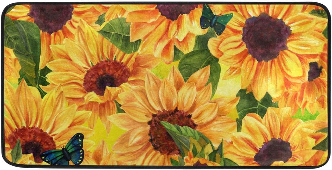 Door Mat Entry Rug Outdoor Indoor Floral Flower Sunflower
