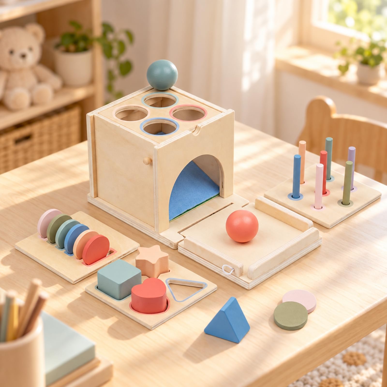 Scatola Attività 4 in Singolo l'apprendimento Precoce ideale Regalo Gioco di Motricità Fine Tavole Intercambiabili senza Schermi