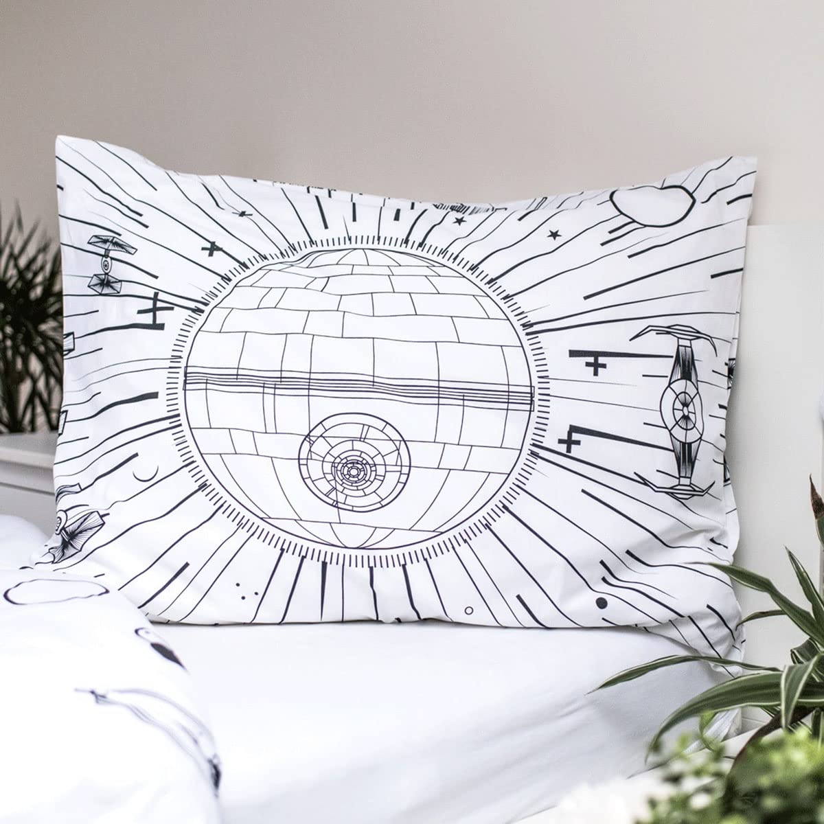 Jerry Fabrics Star Wars - Edredón de Naves espaciales Que Brillan en la Oscuridad, 140 x 200 cm, Funda de Almohada de 70 x 90 cm, con Cremallera, para niños y Adultos