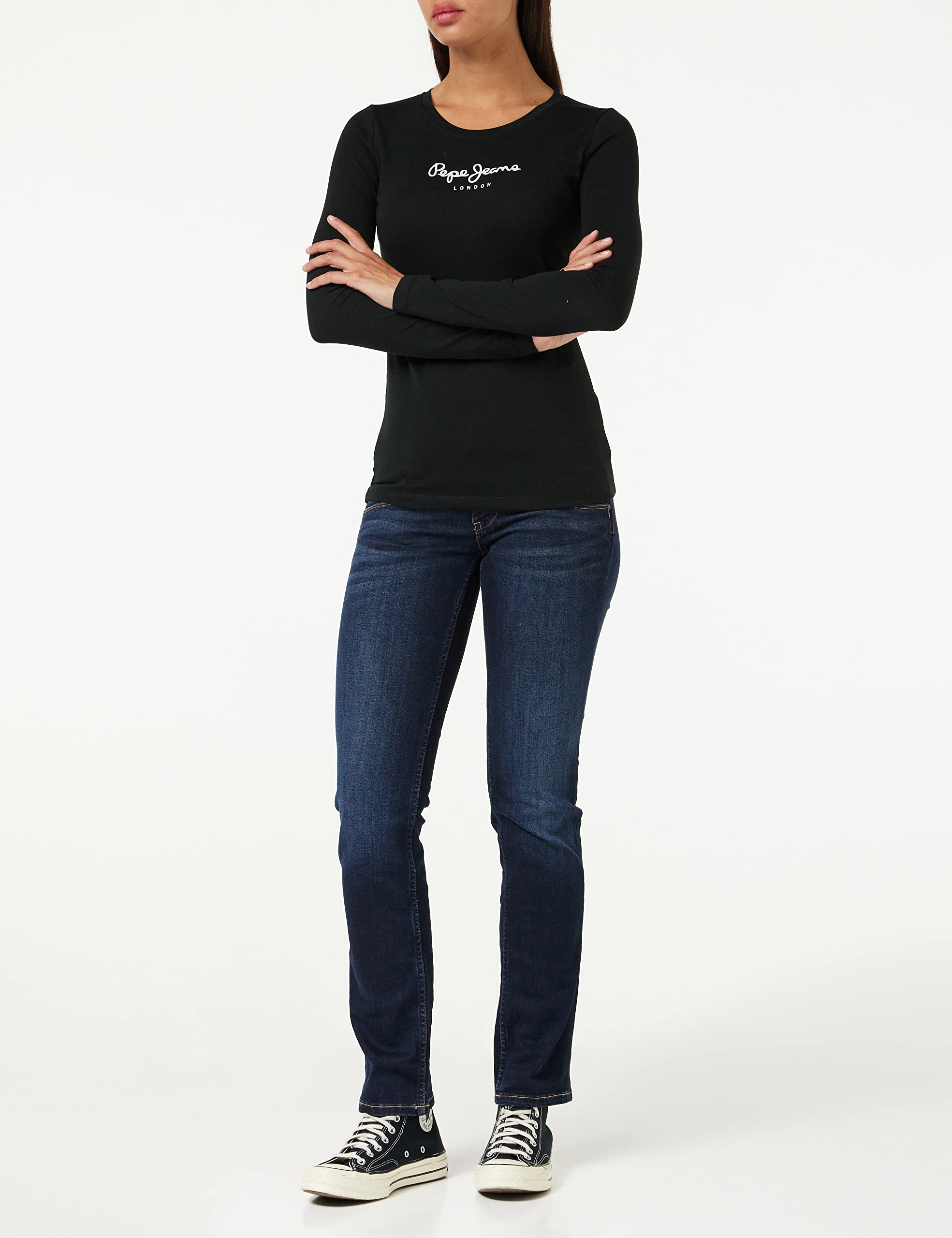 Pepe Jeans New Virginia Maglietta per Donna Slim Fit Maniche Lunghe