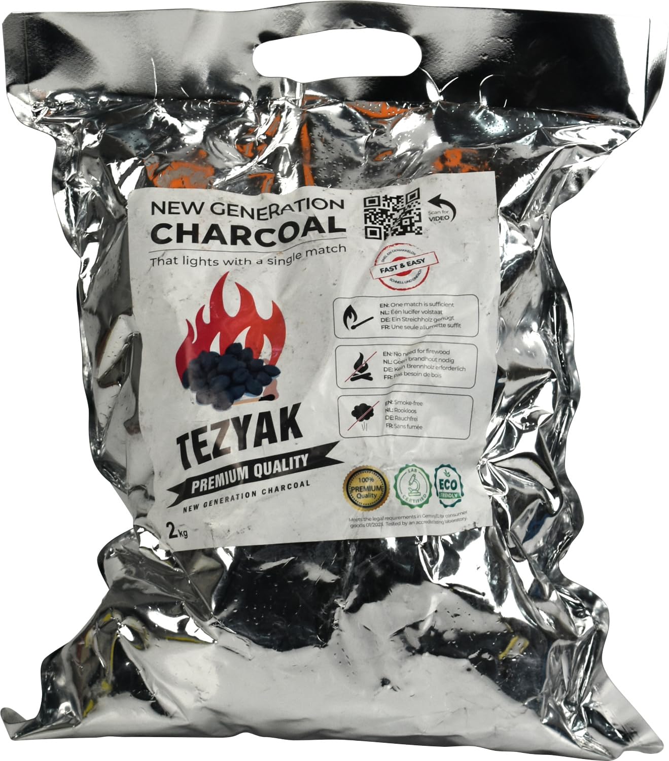 Instant Light Charcoal Lumpwood - 2kg BBQ Charcoal with Single Match Lighting for Stoves, Burners, Restaurants & Home Catering Parties