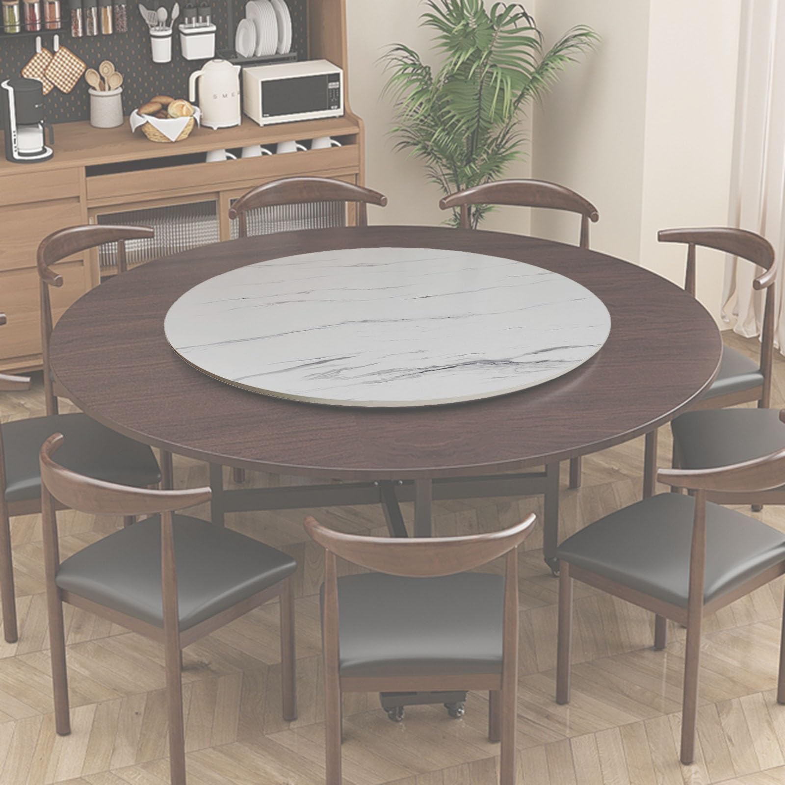 Large Wooden Dining Table Turntable Lazy Susan Rotating Serving Tray - Round Table Service Tray for Kitchen Display and Entertaining
