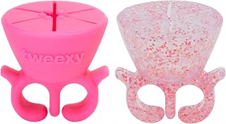 tweexy - 2 pack - Pink and Tiara Sparkle Wearable Nail Polish Holders