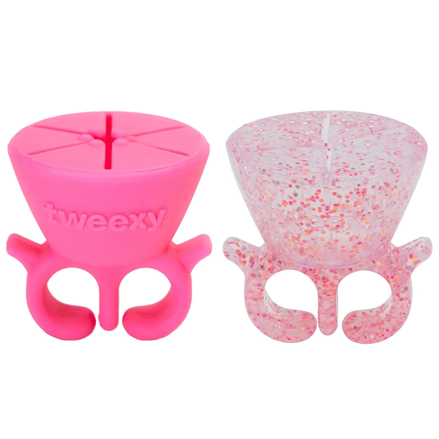 tweexy - 2 pack - Pink and Tiara Sparkle Wearable Nail Polish Holders