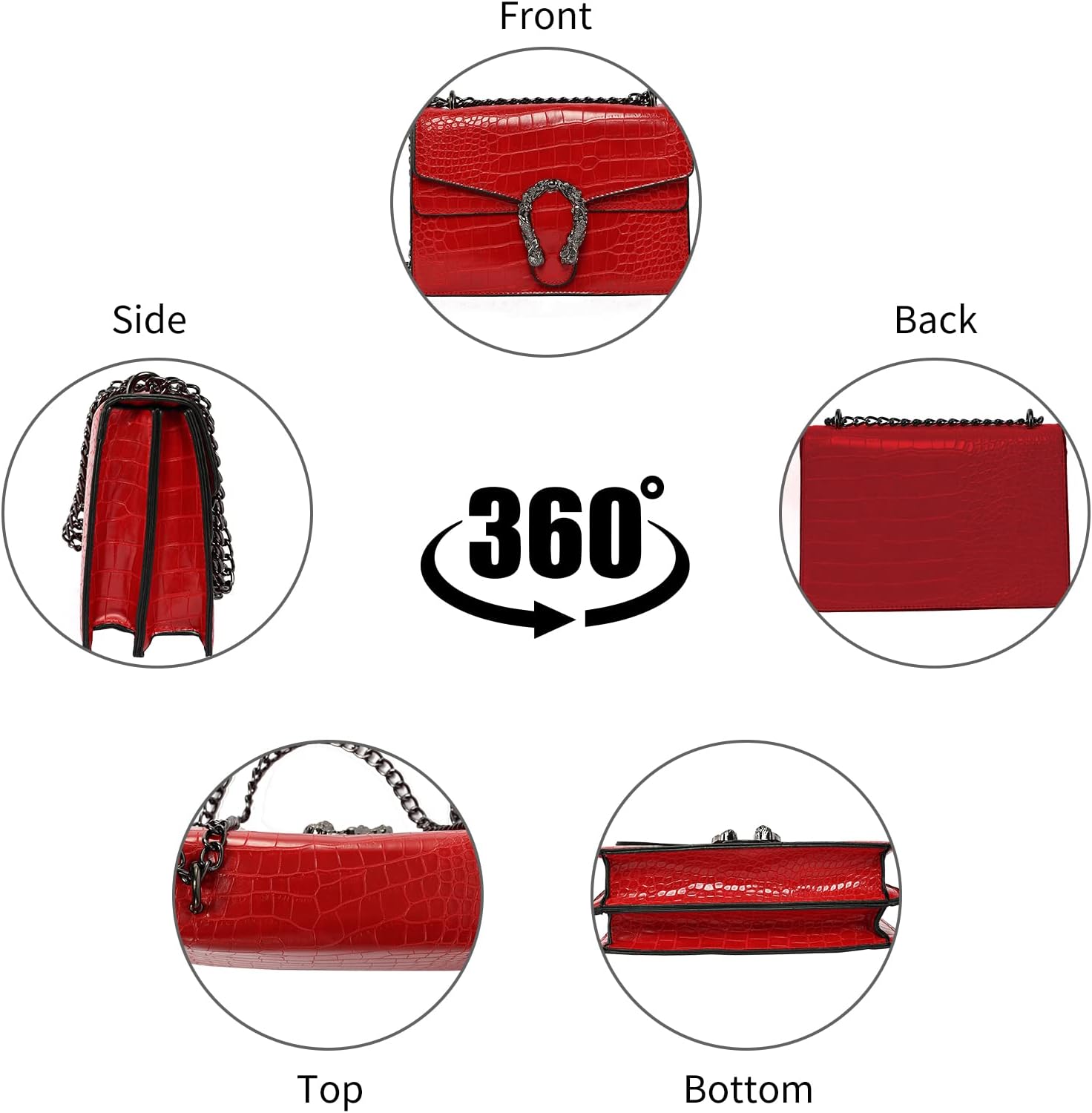 Shoulder Evening Bag for Women - Snake Printed Chain Strap Clutch Small Purse - Image 9