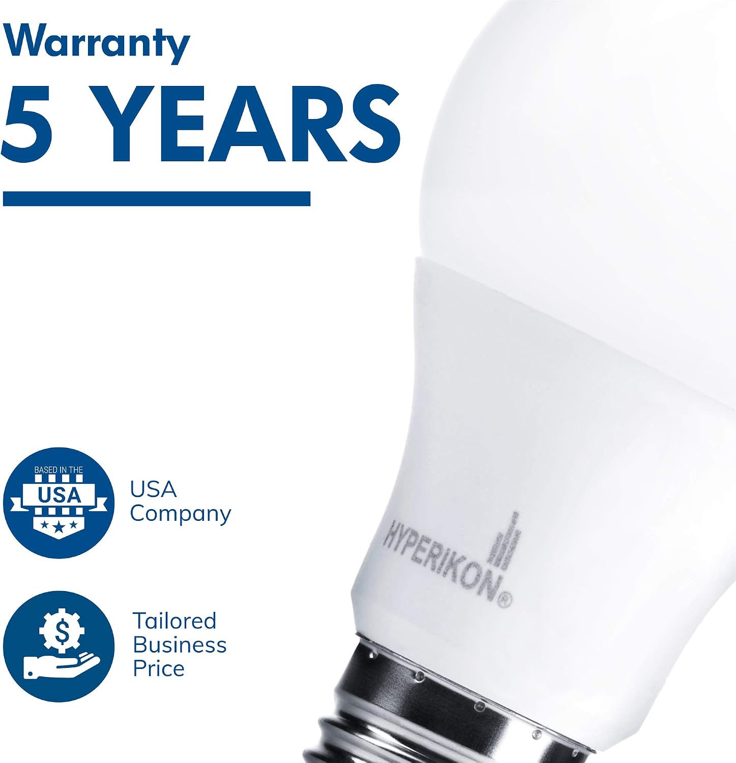 Hyperikon A19 Dimmable LED Light Bulb, 9W=60W, E26 Base, CRI90+, Energy Star, UL, Daylight White, 6 Pack