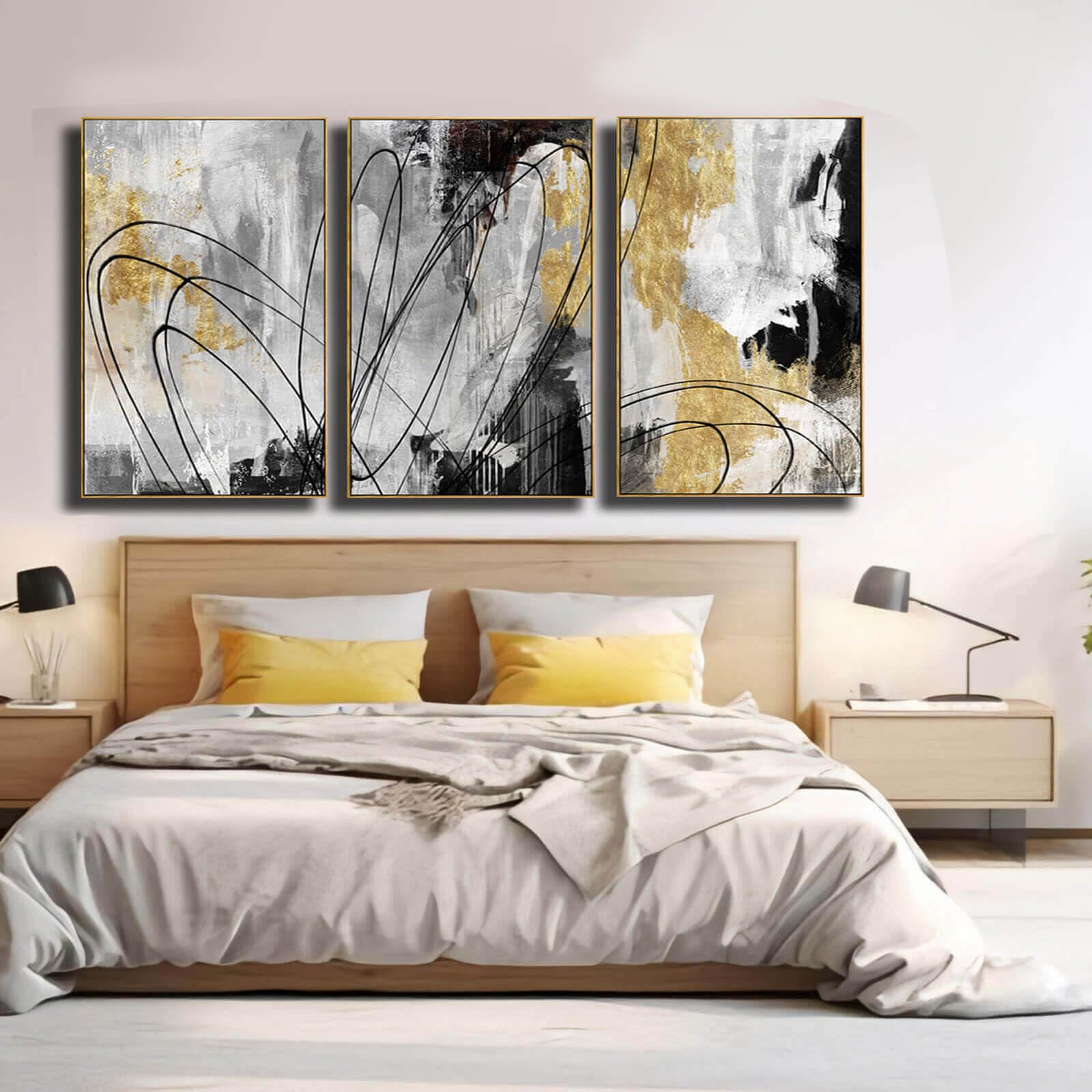 Gold Abstract Wall Art - Black & White Canvas Prints -4