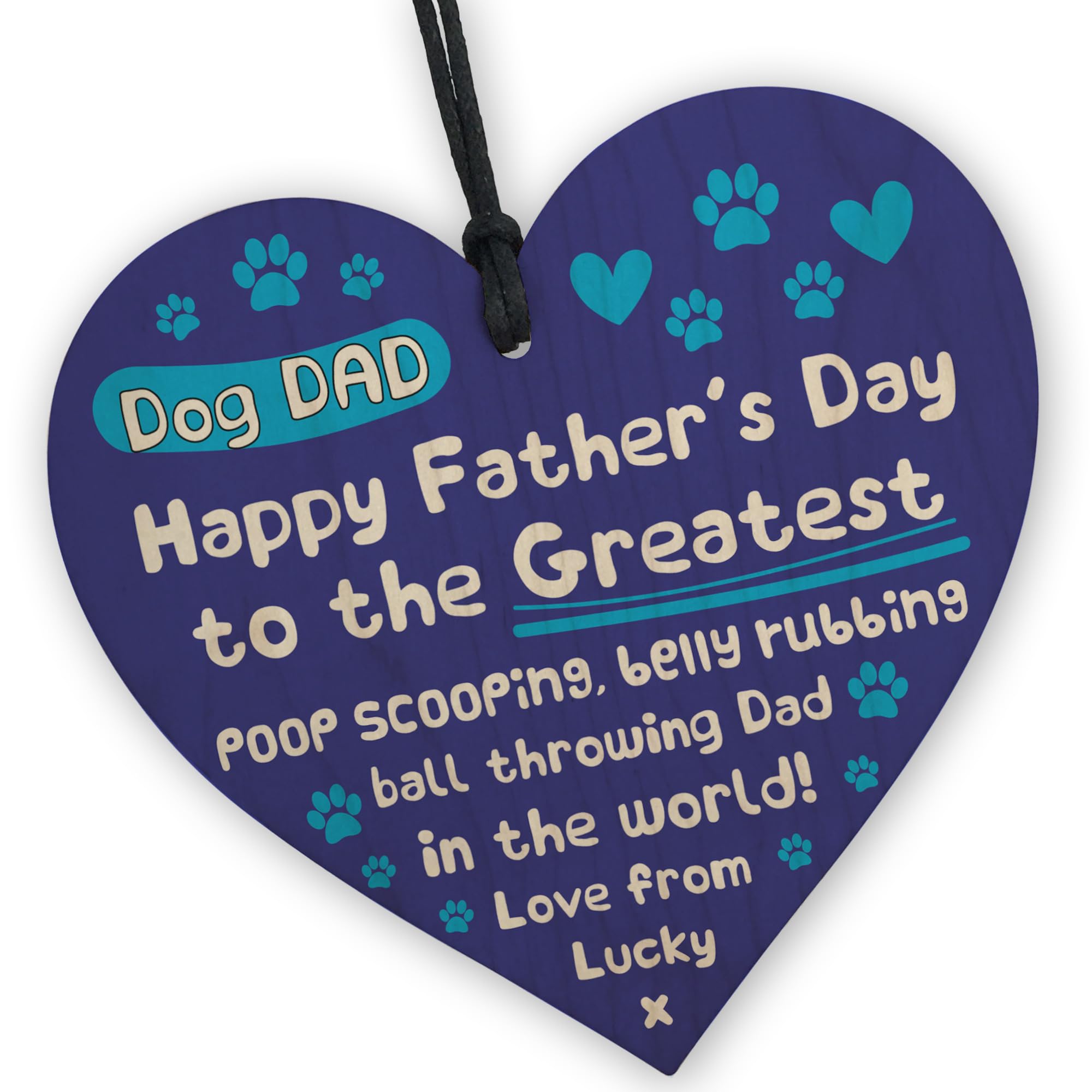 Red Ocean Dog Dad Father's Day Personalised Gifts From The Dog, Novelty Hanging Wooden Heart Gift From Dog, Funny Dad Gifts For Fathers Day, Dog Dad Gifts, Joke Gifts For Dad