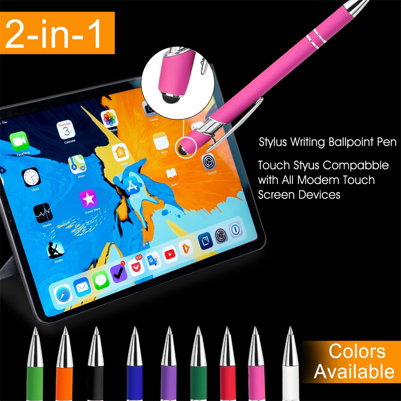 Up to 500 Pcs Personalized Pens Bulk Custom Customized Pen with Stylus Free Engraving Ballpoint Pens Set with — view 5