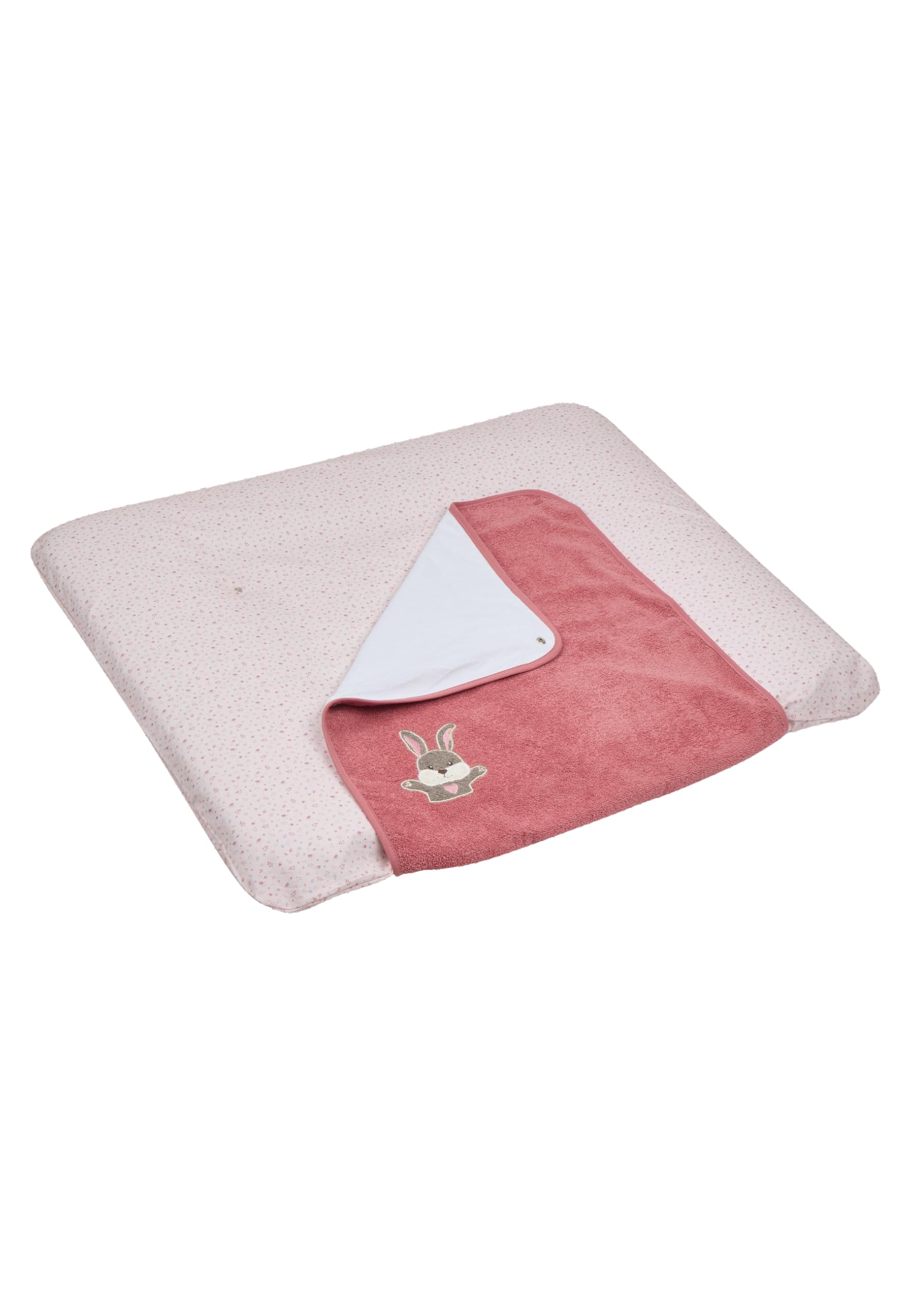 Sterntaler Wickelauflagenbezug Hase Hanni 80x90cm - saugfähige Baumwolle mit abtrennbarem, wasserundurchlässigem Frottee-Mittelteil - niedliche Applikation - Baby Zubehör für Wickeltisch, perlrosa