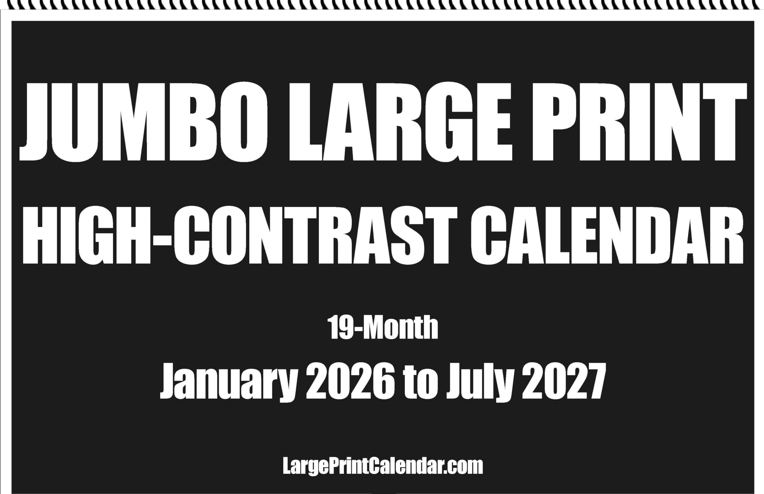 Calendario de 19 meses, junio de 2025 a diciembre de 2026 | Calendario de pared de alto contraste con impresión grande
