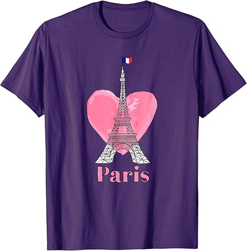 Camiseta I Love Paris Eiffel Tower France Gift, Negro -