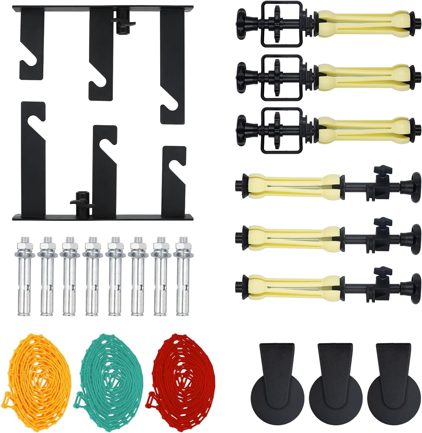 3 Roller Photography Backdrop Background Support Wall Mount Manual Pull Down System for Photo Studio with 6 Expand Bars + 3 Chains + 2 Tri-fold Hooks for Holding 3 Backdrops