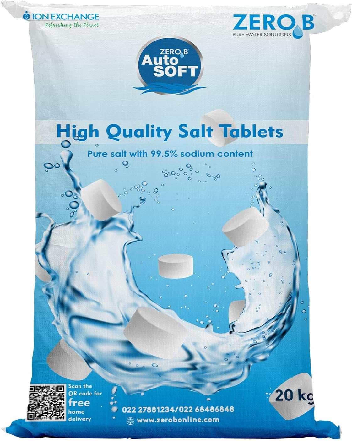 - Zero B Water Softener Salt Tablets 40 Kg | Premium Water Purification Salt for Efficient Softener Performance | Soft Water Solution for Home, Office & Industrial Use | Number Of Salt Bags 02
