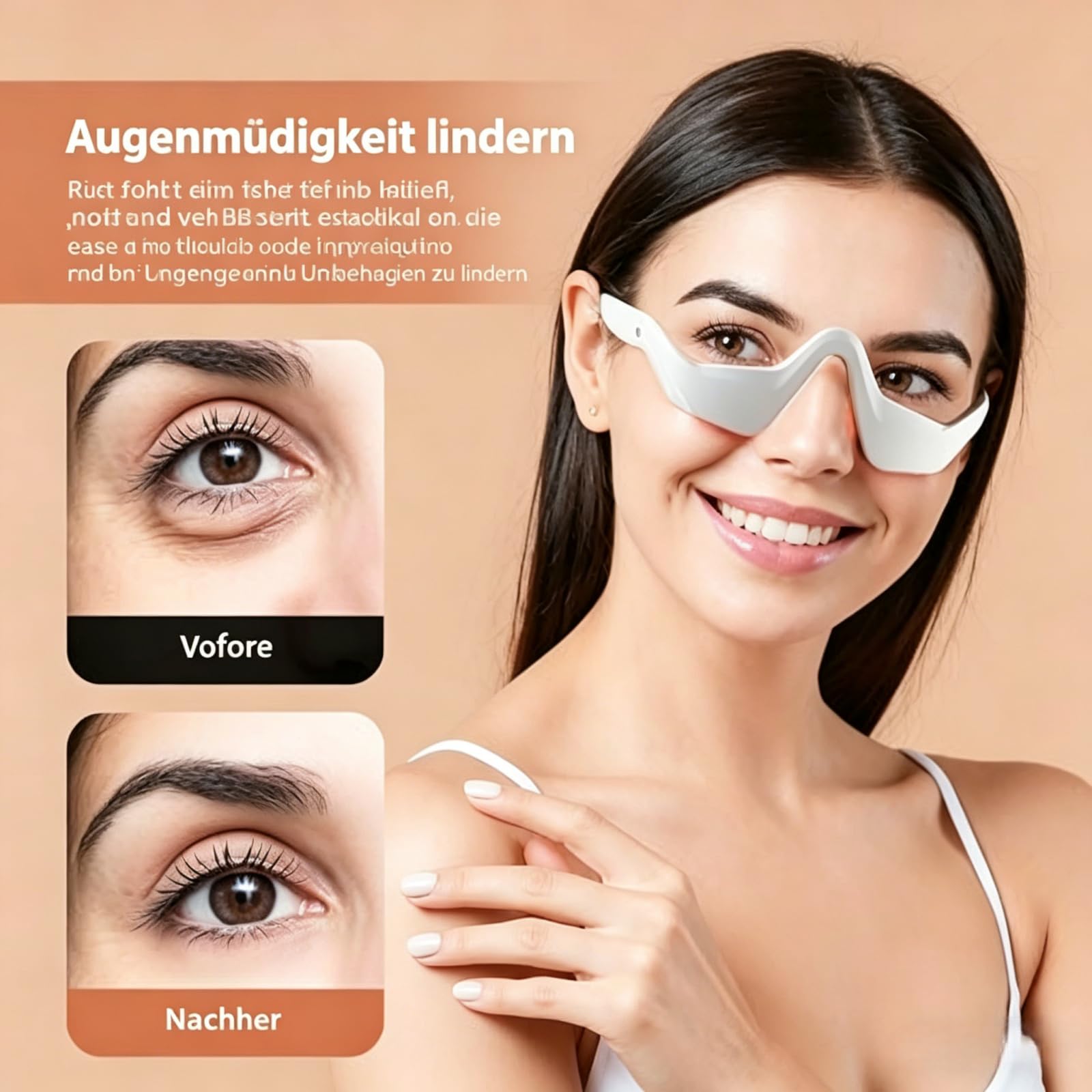 Vespera Revital Eyes Under Eyes Device Wake & Refresh Lunettes à lumière rouge pour enlever les poches sous les yeux réduit le soulagement de la fatigue oculaire (noir)