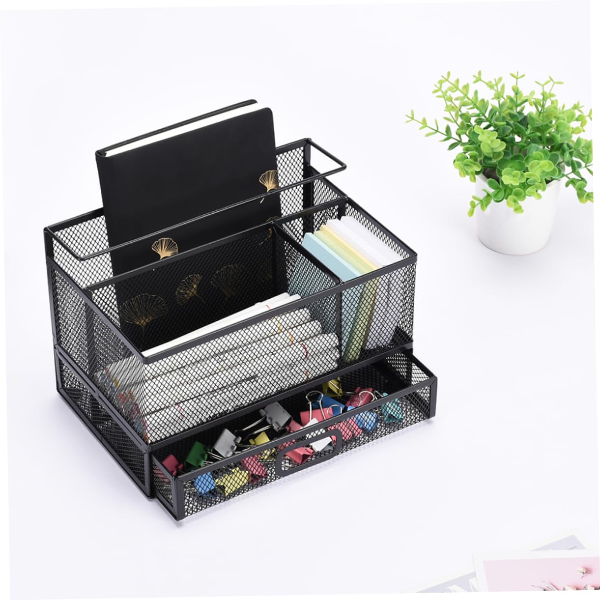 Ciieeo Elegante Organizer Da Scrivania Con Portapenne in Rete E Portamatite Contenitore Per Cancelleria Da Ufficio
