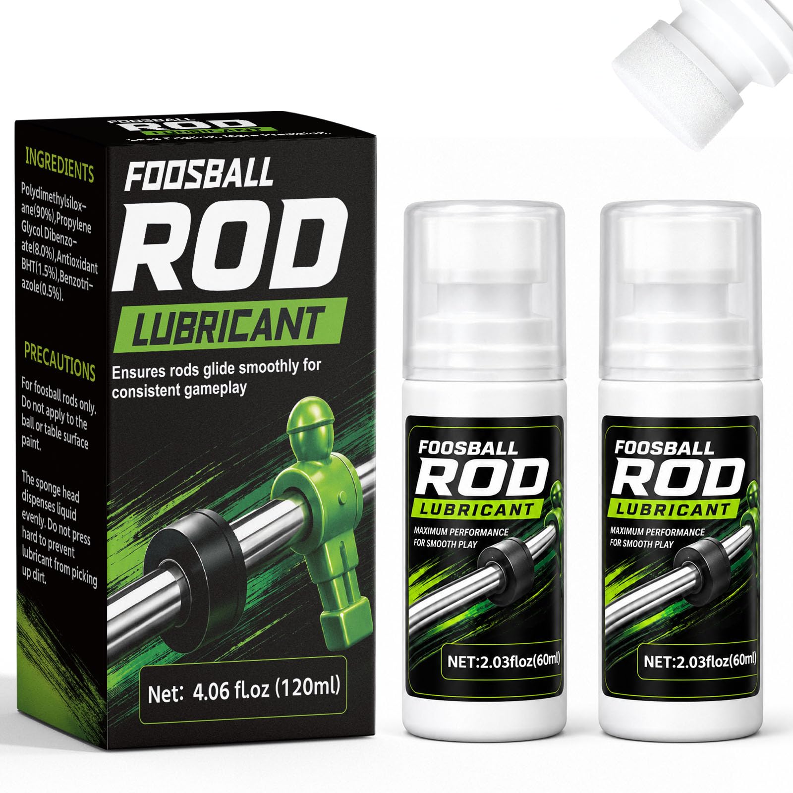 INNOVAYOU Table Football Pole Lubricant, Foosball Rod Lubricant No Spill Applicator Reduces Friction & Squeak for Smooth Play(2 x 60ml)