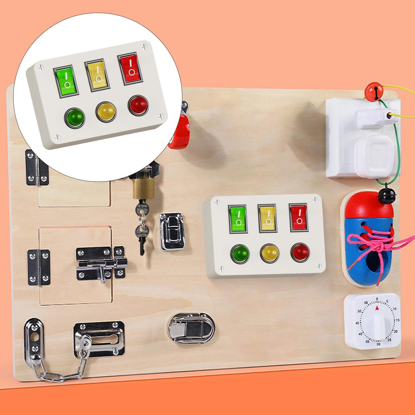 Accessoire pour tableau d'activités : interrupteur lumineux éducatif précoce, robuste et léger, accessoires d'apprentissage à faire soi-même, Bouton