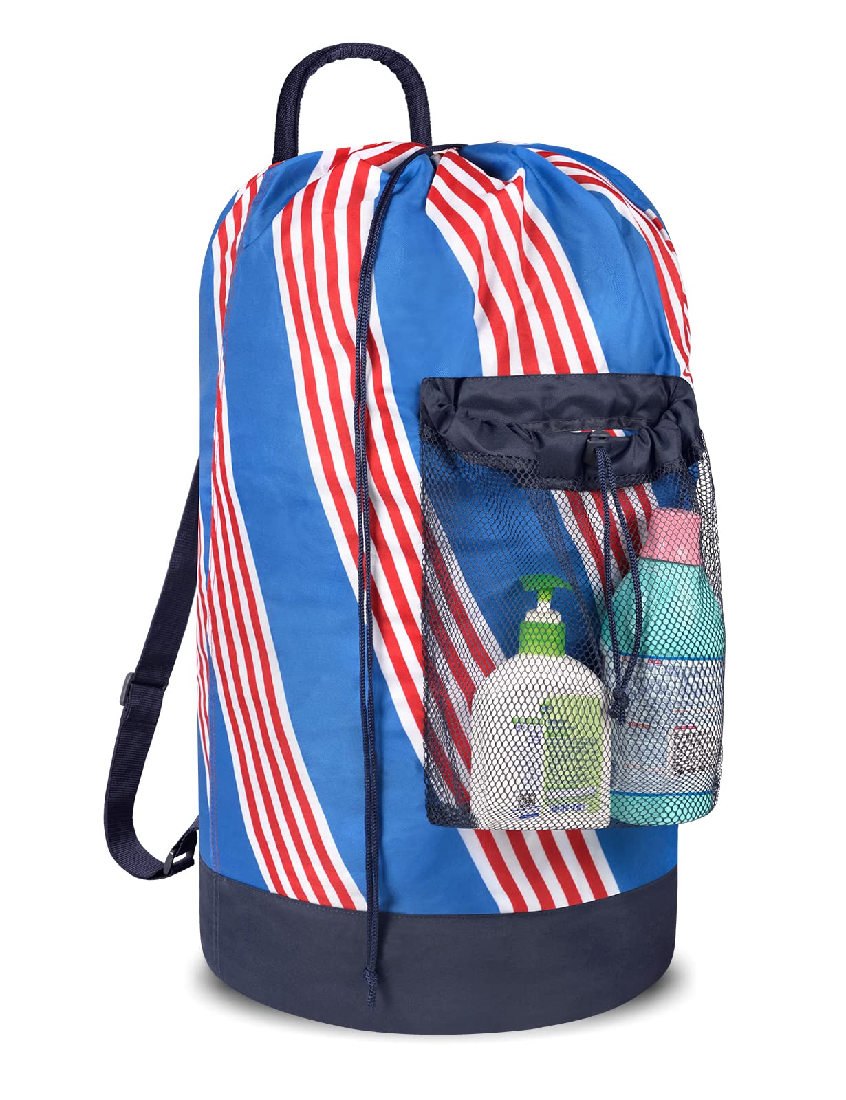 Dalykate Backpack Laundry Bag with Shoulder Straps and Mesh Pocket Durable Nylon Clothes Hamper Bag with Drawstring Closure for College, Travel, Laundromat, Apartment