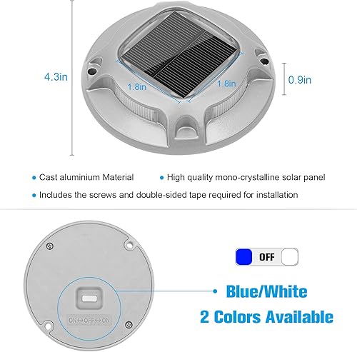 Miniatura 10 de VOLISUN Luces solares para entrada, luces marinas de muelle, paquete de 12, 2 colores en 1, luces LED de cubierta para exteriores, luces de