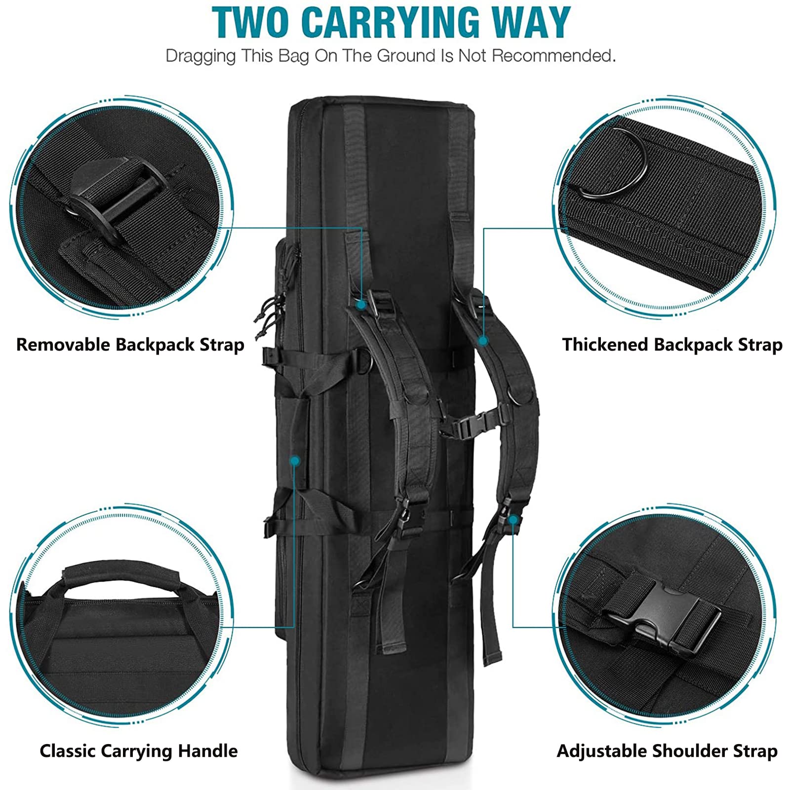 Funda para carabinas,Estuche para Rifle táctico para Arma,Suave Acolchado con Cerradura carabina Bolsa,para caña de Pescar Mochila Funda Impermeable y Portátil