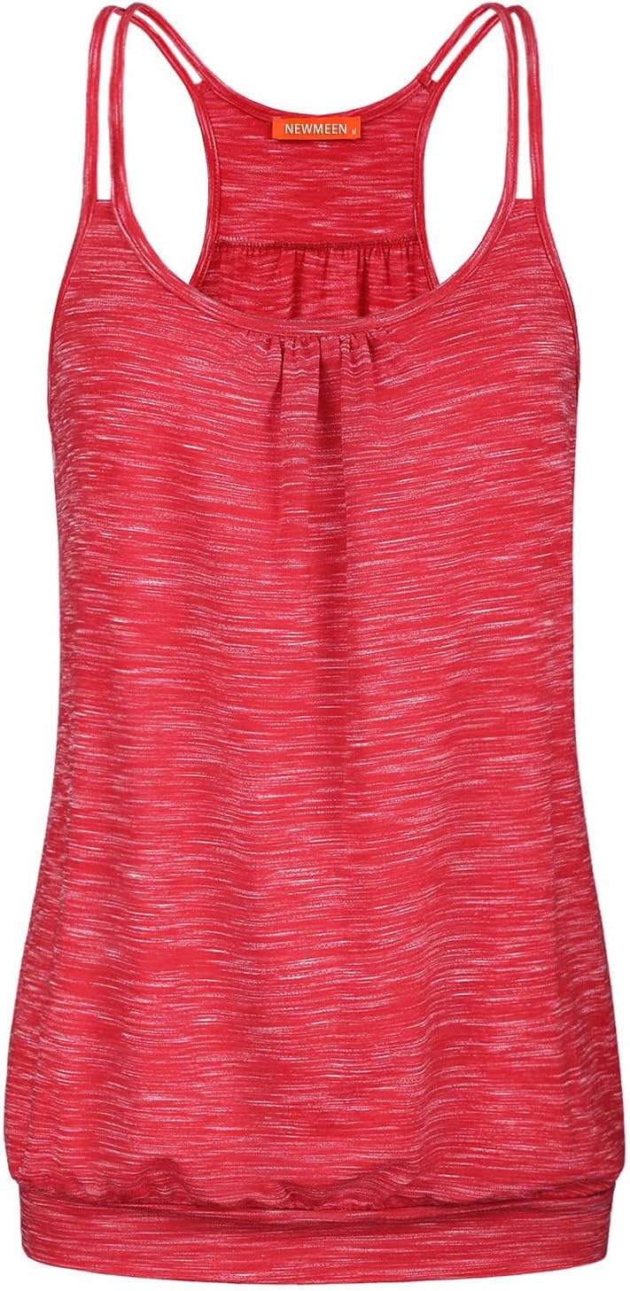 NEWMEEN Women's Scoop Neck Spaghetti Strap Racerback Sports Cami Tank Tops