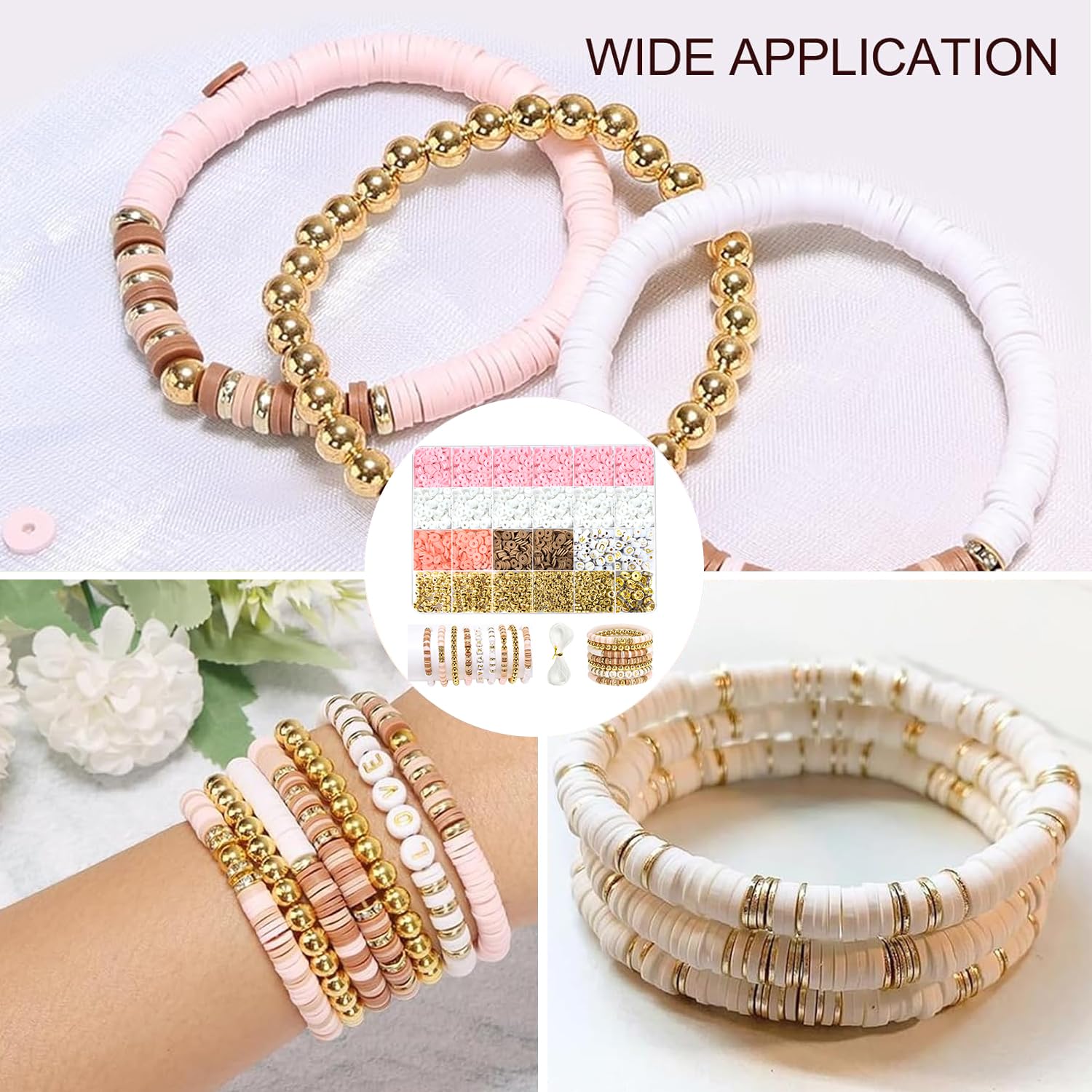 Kit Perline Bracciali Fai Da Te - 2464 Perline In Argilla Polimerica, Lettere E Accessori Dorati Per Creare Gioielli - Foto 4