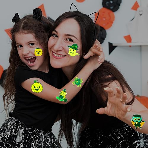 Miniatura 2 de winthrop 240 tatuajes temporales luminosos a granel de Halloween para niños, que brillan en la oscuridad, impermeables, de seguridad, envueltos