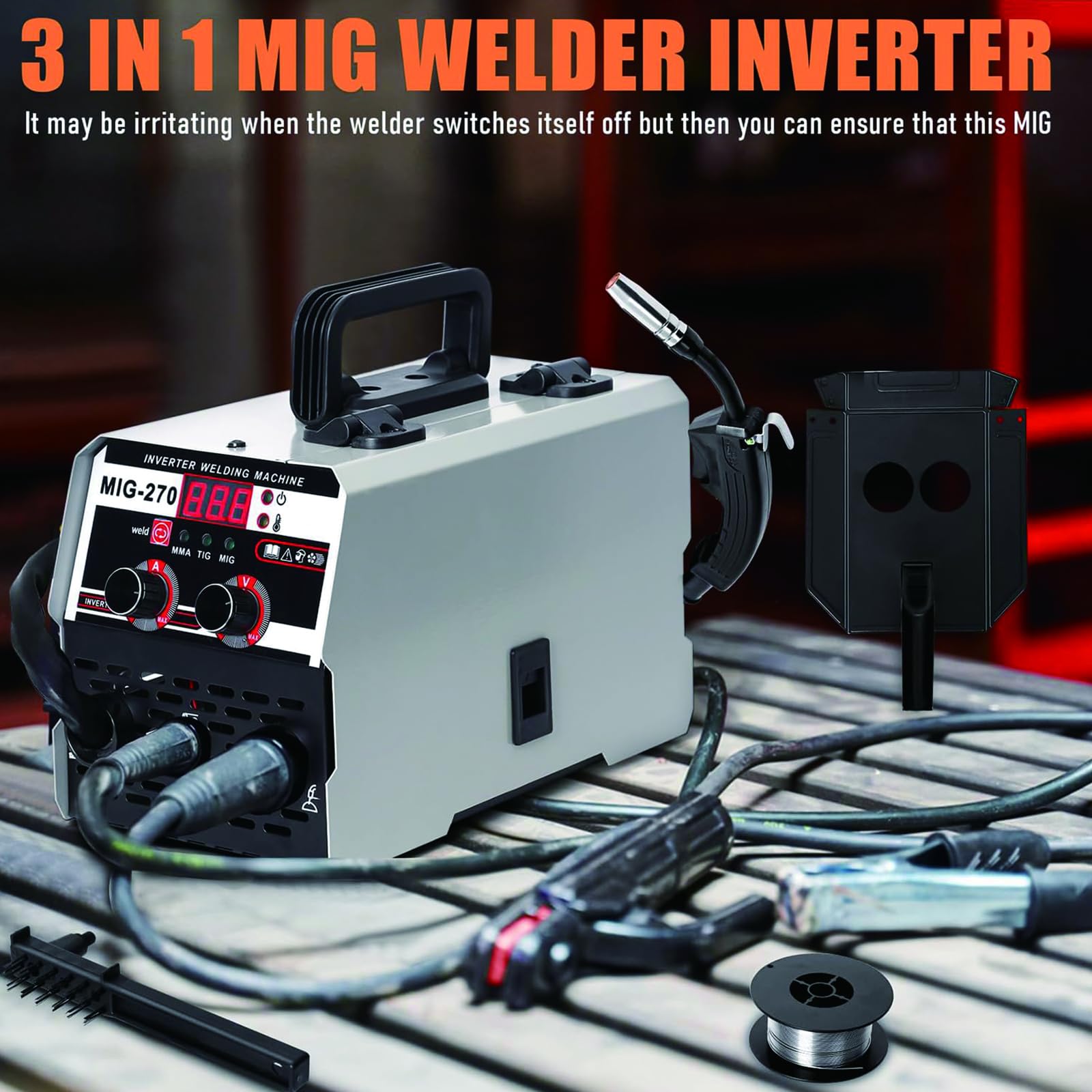 Soldador MIG 3-en-1 Portátil – 250A MIG Sin Gas, ARC MMA & LIFT TIG Inverter con Display LED, Soporte Spool Gun, Para Trabajos en Acero y Reparaciones Caseras Red