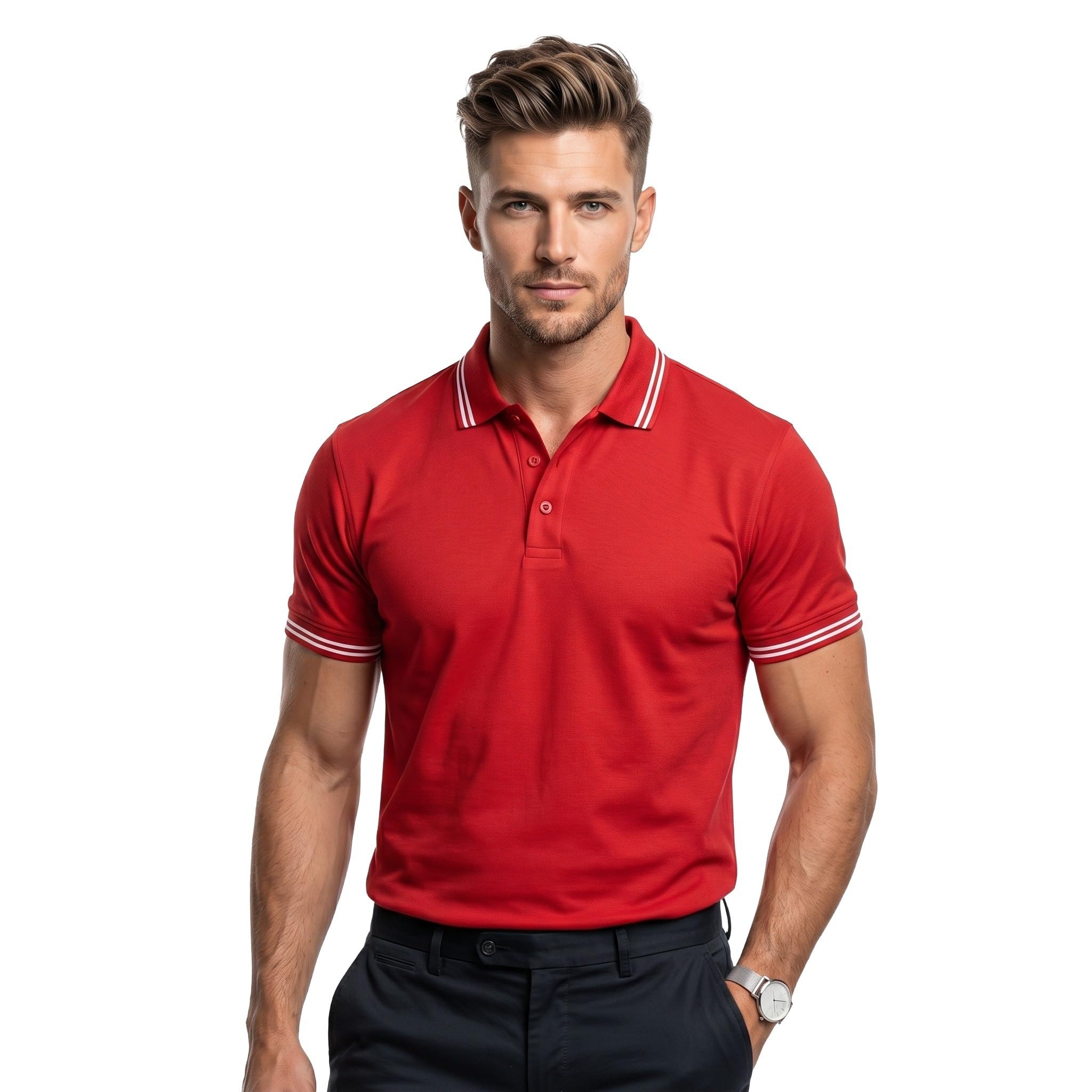 koolraves Men's Classic - Breathable Micro Polyester Sport T-Shirt with Tipped Sleeves | Corporate & Business Casual Attire | Polo T Shirts for Boys and Mens-picture-15