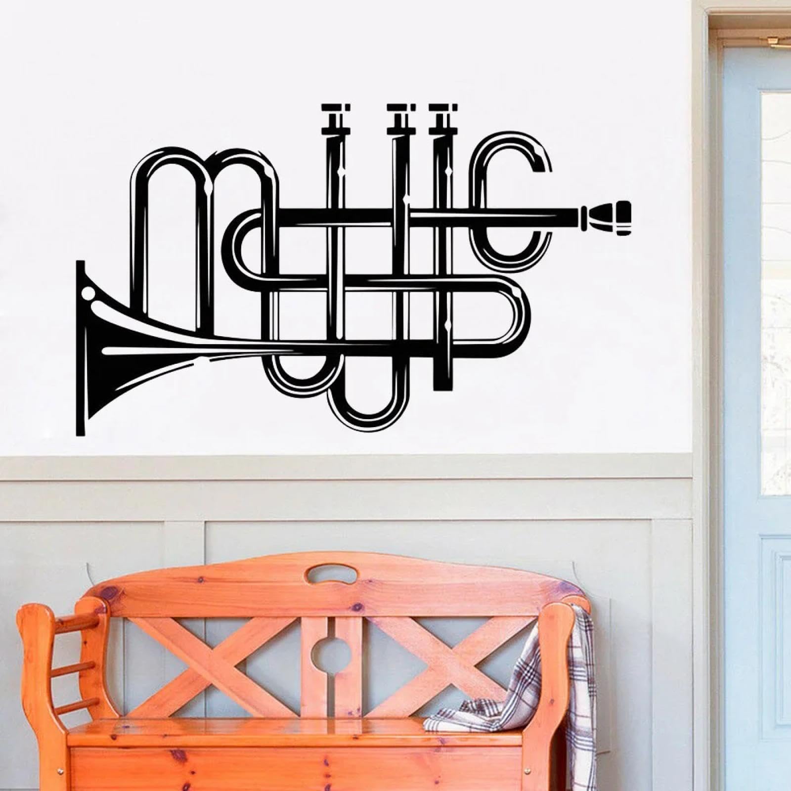 WEIMEIJIE Trumpet Instrument Decoration for School Music classrooms and Dormitories. Removable Vinyl Decal for Living Room and Bedroom.