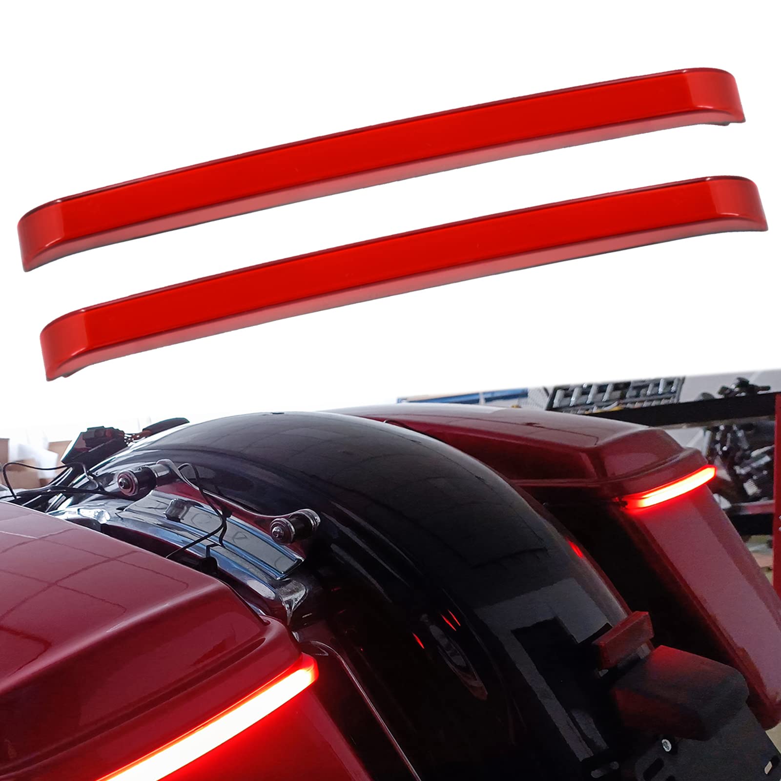 YHMTIVTU Motorcycle Saddlebag Lights LED Rear Sequential LED Running Brake Light Turn Signals Fit for 2014-2023 Harley Touring Road King Road Gilde Street Gilde Electra Glide Red Lens