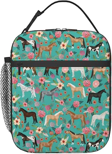 JASMODER Bolsa de almuerzo floral con aislamiento resistente al agua Bolsa de almuerzo reutilizable para viajes de picnic