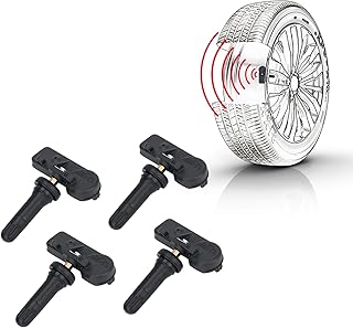 4-Pack DE8T-1A180-AA 315MHz Tire Pressure Monitoring System (TPMS) Sensor Compatible with Ford F150 C-MAX E150 E250 Edge Escape Expedition Explorer Focus Fusion Mustang Taurus Lincoln Mazda