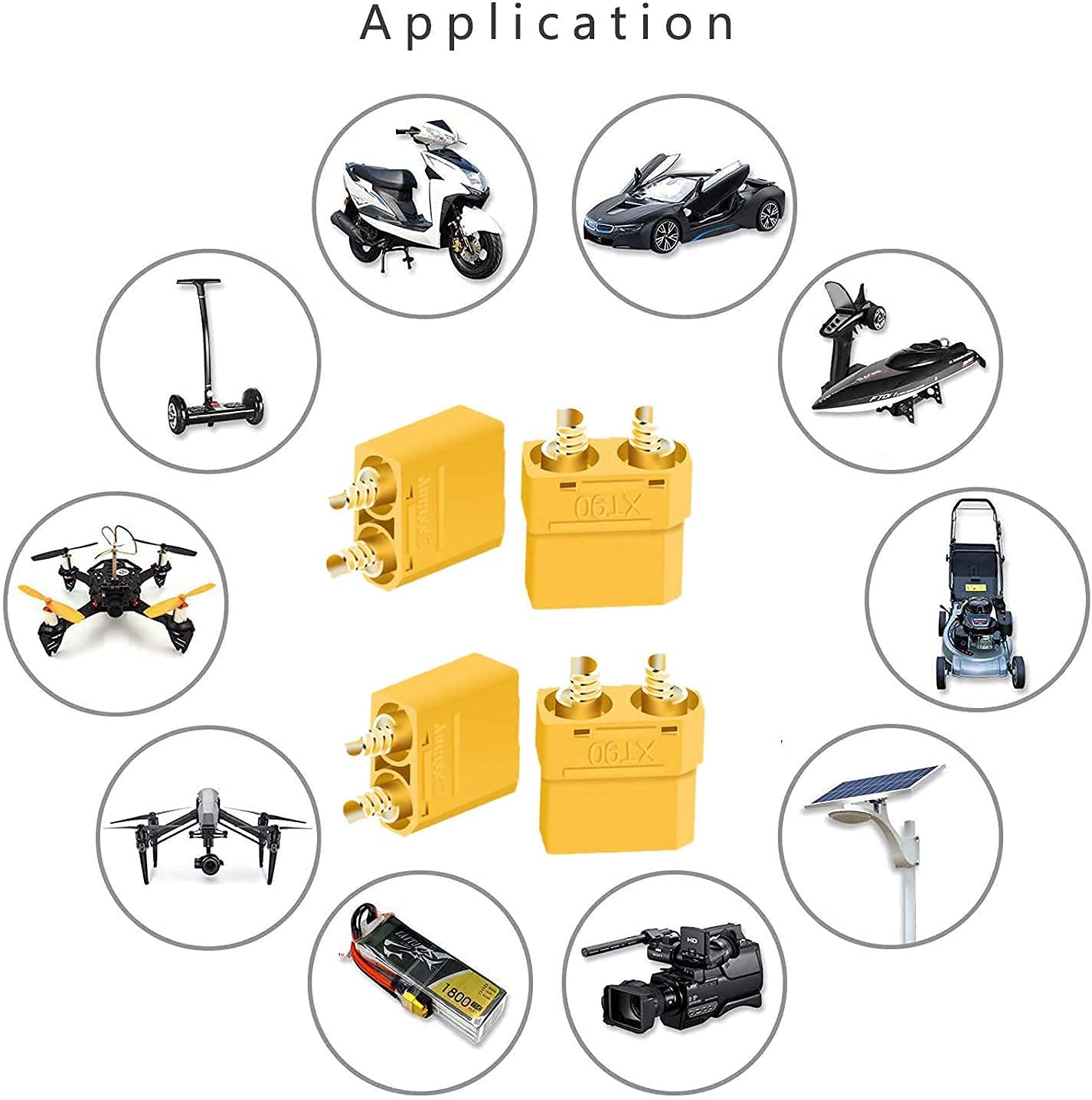 HUAZIZ 10 Pairs Connettore Spina XT90, XT90 Guaina , XT90Connettore Maschio Femmina ，Proiettile Connettori con Connettore di Alloggiamento Guaina per per Batteria Lipo RC Aerei Auto - 5