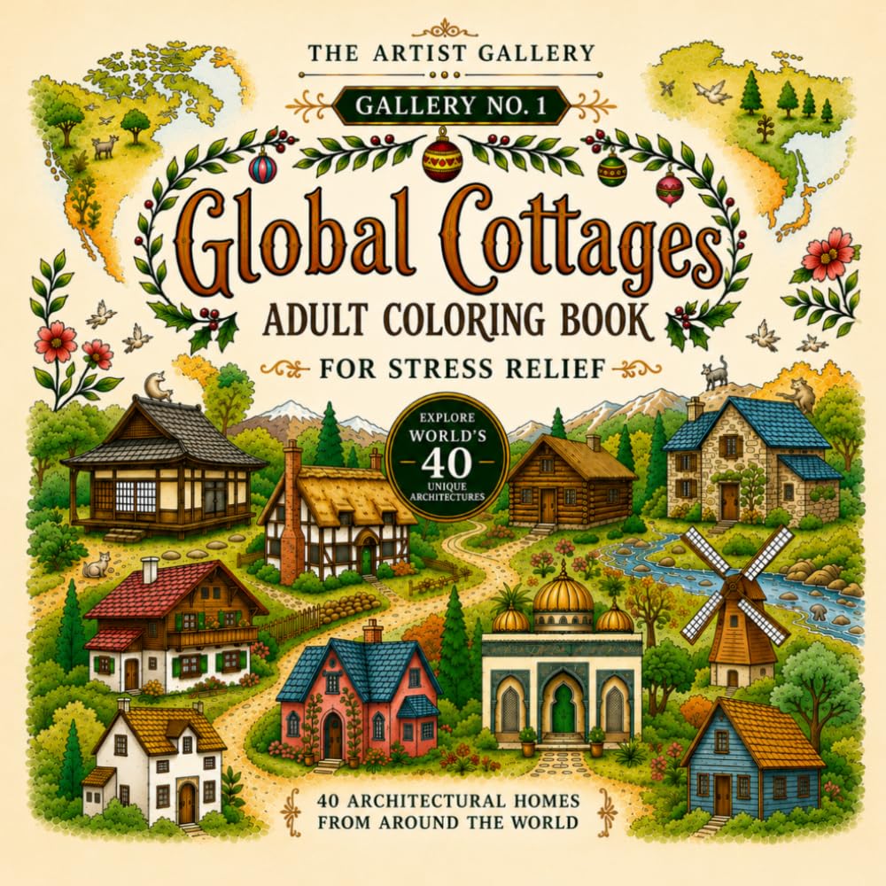 Global Cottage Coloring Book: An Adult Coloring Book Featuring Cozy Cottages, Country Homes and Peaceful Escapes Around the World