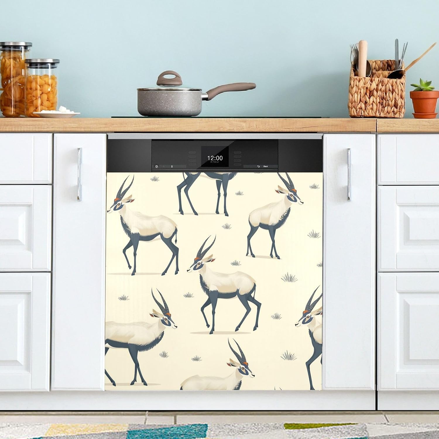 QUGRL Watermelon Cocktail Summer Dishwasher Magnet Cover Front Door Decorative Refrigerator Covers Magnetic Sheet Sticker Wash Machine Fridge Panel Decal for Kitchen Appliance 23x26 in
