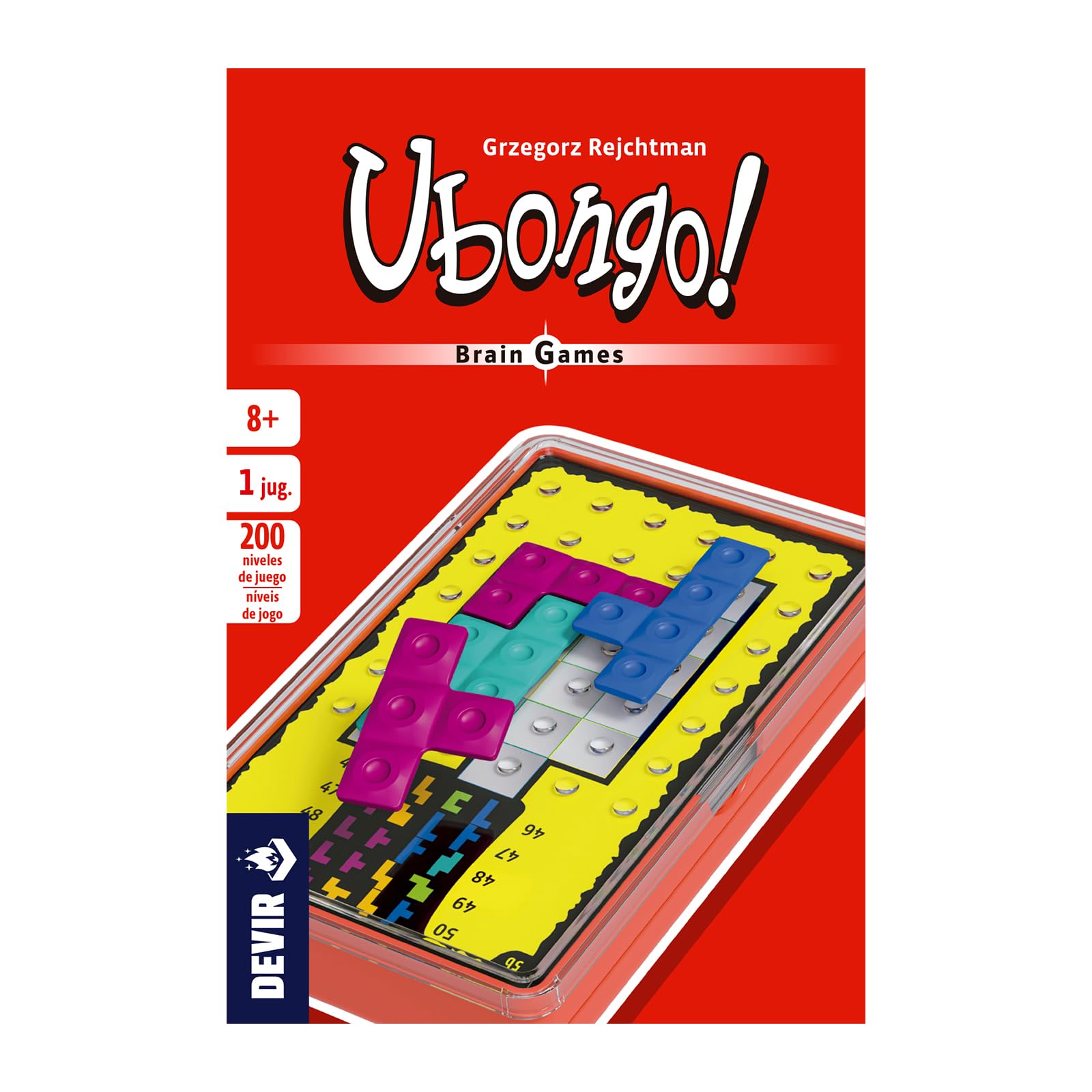 Devir - Ubongo Brain Games, Gioco di Ingegno, Gioco da Tavolo da Solitario e da Viaggio, per Tutti i Pubblici a partire da 8 Anni (BGUBOBPS)