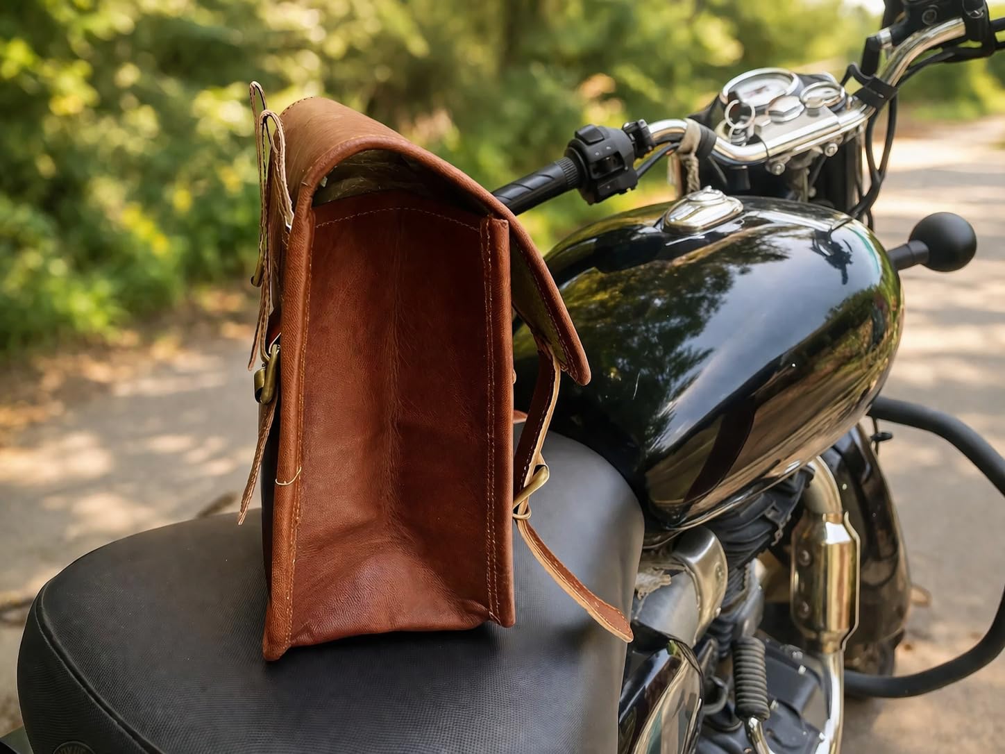american blue borsa da sella in vera pelle per set moto da 2 borse
