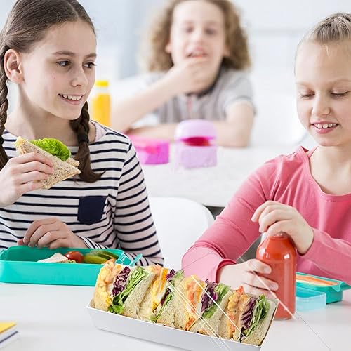 Vista 11 de Lainrrew 50 juegos de cajas de rollo para pasteles, contenedores de plástico de rollo suizo, caja de papel para sándwich con tapas transparentes