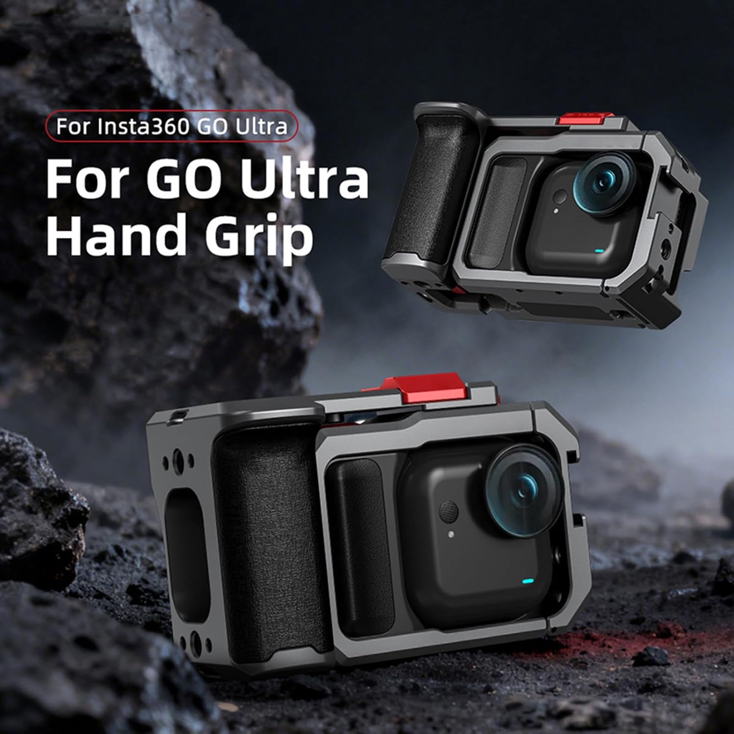 Street Grip Kit with Metal Rabbit Cage for Insta360 GO Ultra Camera Accessories, Camera Cage Grip Holder Set with Cold Shoe for Video, Light, Microphone