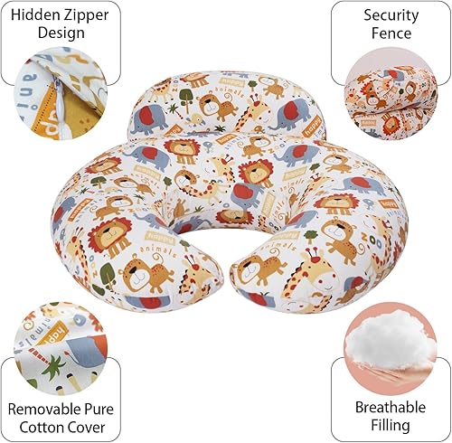 Miniatura 4 de Safety Fence Nursing Pillow, Breast Feeding Pillows for Women, Removable Cotton Cover with Breathable Firm Fill, Plus Size Pillow for Baby, Animal