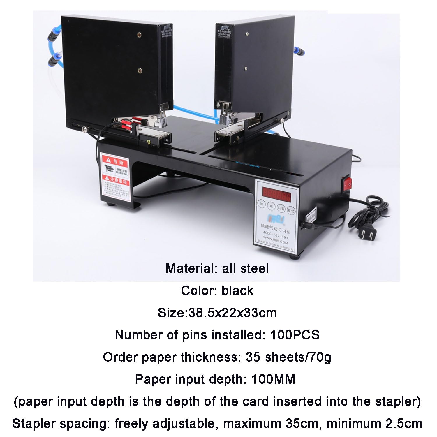 CNC Pneumatischer Hefter, Dual Head Rapid Bindemaschine 35 Blatt Kapazität mit Zähler & Nagelschlitz für Druckhäuser Büros