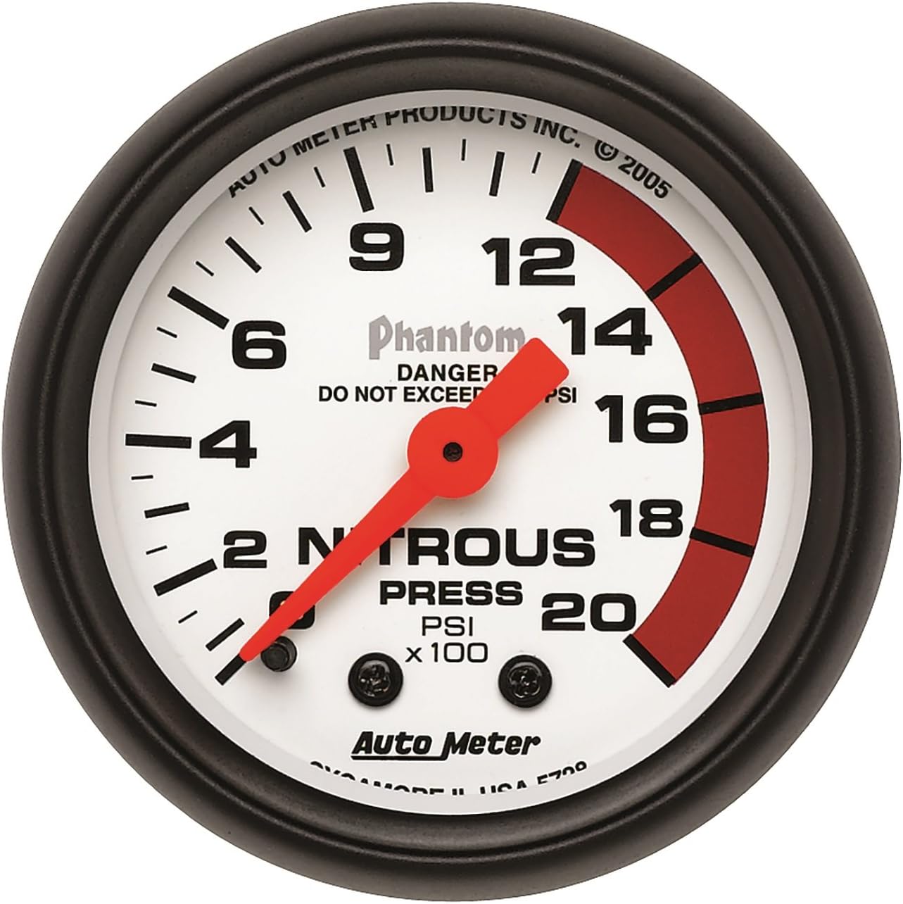 Auto Meter 5728 Phantom Mechanical Nitrous Pressure Gauge 2.3125 in.