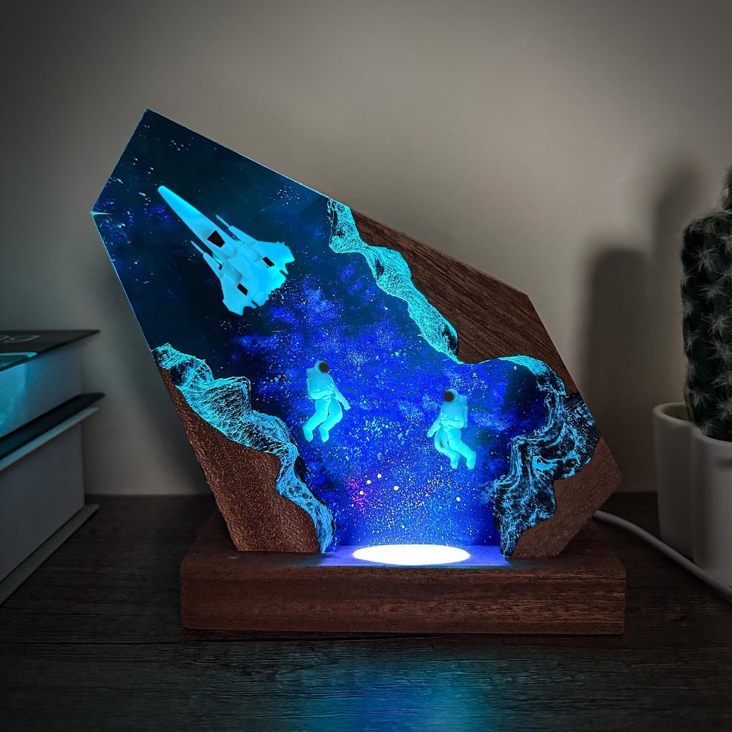 Space Resin Lamp - Handmade Galaxy Resin Night Light with USB Port, Variable Lights, Space Gifts for Adults, Astronaut Enthusiast Collectibles, Unique Birthday Gifts for Him & Her (6"x4") - Image 3