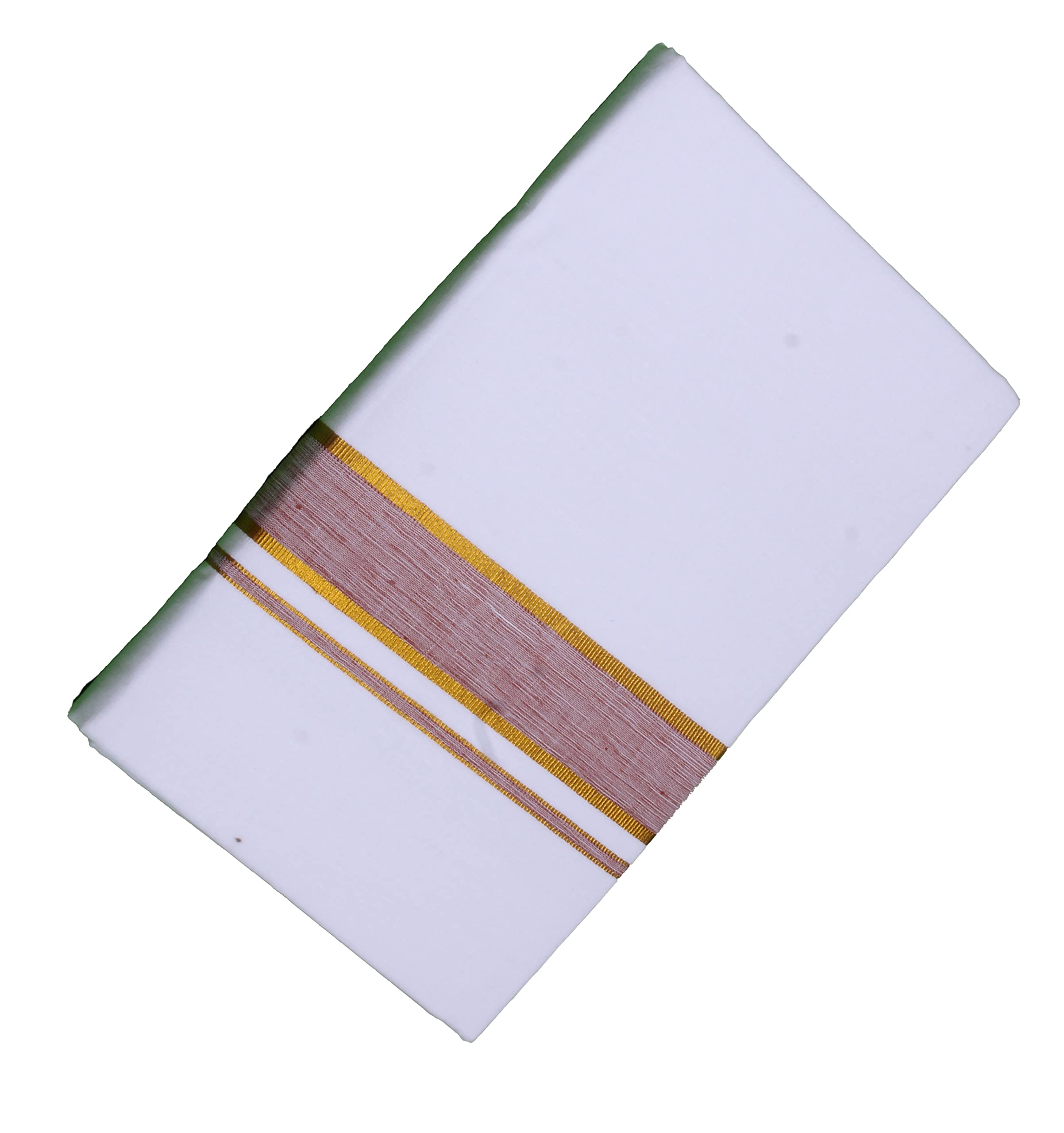 tharunsha elite 100% Cotton Men's Light White Double Dhoti -3.80 Mtrs -Jari border Temple Wear Dhoti set of 1-picture-35