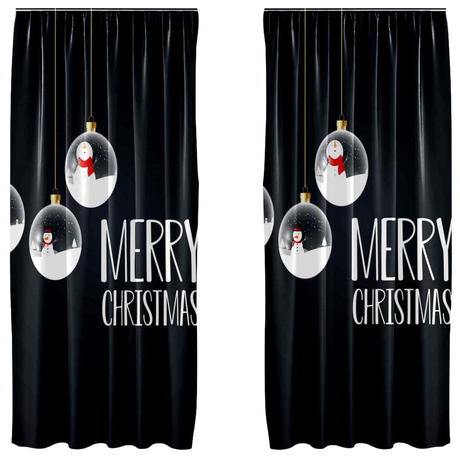 Cortinas de Feliz Navidad 55 x 84 pulgadas y paneles ligeros traslúcidos para ventanas