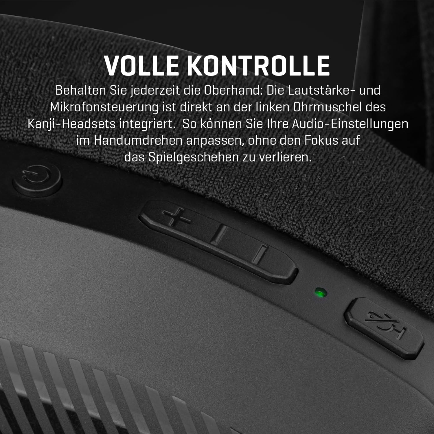 KROM KANJI – Kabelloses Gaming-Headset mit Bluetooth 5.3, 2,4 GHz & USB, 40-mm-Treibern, omnidirektionalem Mikrofon, Lautstärke- & Stummschaltung am Ohrhörer, verstellbarem, leichtem Kopfband, Schwarz