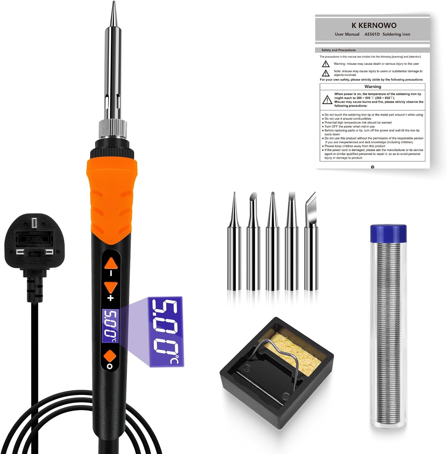 KERNOWO Soldering Irons Kit, 120W Soldering Kit 180℃500℃ LCD